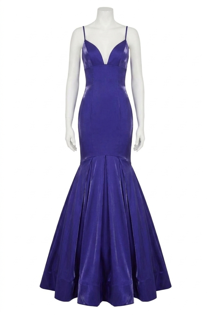 NEW SHERRI HILL strapless satin prom dress in dark purple